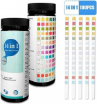Pool PH Test Strips, 14 in 1 Water Tester, Pack of 100 Pool Test Strips for Total Alkalinity, PH Value, Hardness, Lead, Copper, Iron, Mercury, Chrome/Chrome (), Bromine, Nitrate, Nitrite, Residual