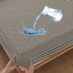 Veekindel madratsikaitselina 180 x 200 cm, 3D muster, super imav, hingav madratsikattevaip, veekindel madratsikaitse, niiskuskaitse, voodipesu - Hall