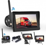 Hodozzy Wireless Digital Reversing Camera Set with 4.3 Inch IPS Screen Monitor and AHD Camera Night Vision Waterproof IP68 Backup Reversing Camera, Wireless Parking Aid 12 V for Car, Truck, Car