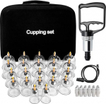 Pack of 22 Cupping Glasses with Vacuum Pump, Cupping Glass for Face and Body, Cupping for Cellulite, Tension and Relaxing Muscles, Cupping Set with Acupressure Point Magnets