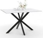 IDMarket - Alix 6 Seater Rectangular Dining Table with Black Spider Base and Marble Effect Top Alaska 110cm