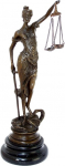 Kunst & Ambiente - Small Roman Bronze Figure - Justitia - with Sword + Scales - Real Bronze - Buy Justitia - Buy Bronze Figures - Brown