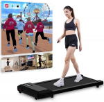 DeerRun Walking Pad Quiet 2 in 1, jooksurada kodus Max 136 kg, jooksurada lauaarvuti rakendusjuhtimine AI-ga, mitme m&auml;ngija v&otilde;istlusfunktsiooniga jooksurajad