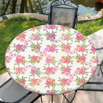 Outdoor round tablecloth with elastic band, diameter 36 inches - 90 cm, elastic garden tablecloth with flower pattern, suitable for 75 cm - 85 cm