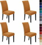 Howhic Stretch Chair Covers for Dining Room, Set of 4, Removable Washable Dining Chair Slipcovers, Seat Protector, Great Home Decoration and Banquet Upholstery (Gold, 4 Pieces)