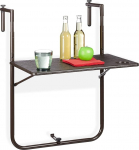 Relaxdays Balcony Hanging Table Foldable 3-Way Height Adjustable Table Top in Wood Effect W x D 59.5 x 36 cm Brown