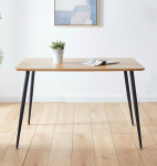 Hallowood Furniture Cullompton Rectangular Small Dining Table, 4-6 Seater Kitchen Table with Brown Oak Effect and Black Metal Legs, Kitchen Tables for Small Spaces (120x70cm)