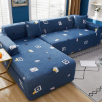 Sectional Couch Covers Super Stretch Water Resistance L Shape Sofa Cover Universal 1 Piece L-Shaped Slipcovers Set Living Room Anti Slip Dogs Pet Furniture Protector Dark Blue (Single Seat)