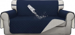 ISSUNTEX Double Protection 100% Waterproof Loveseat Sofa Covers for Living Room, Couch Covers for 2 Cushions Couch Sofa, Reversible Furniture Protector Sofa Cover for Dogs (Loveseat, Navy/Ivory)