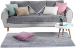 CXLT Sofa Cover Protective Cover 1/2/3/4 Seater Sofa Throw Corner Chair L-Shape Non-Slip Sofa Sets Furniture Protector Comfortable Thick Polyester Plush Quilted Couch Cover, Grey 90 x 90 cm