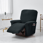 Stretch Recliner Covers Jacquard Slipcovers Polyester Furniture Cover Deck Chair Sofa Cover with Bag for Living Room Sofa Cover (A Black)