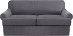 3 t&uuml;kki diivanikatted, Stretch diivanikatted T padjadele, Loveseat Slipcovers, pehme m&ouml;&ouml;bli katted 2 individuaalse T padjakujulise istme kattega (Hall, Loveseat)