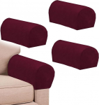 LINGXIYA Armlehnenbez&uuml;ge-Set, 4er-Set, Stretch-Samt-Armlehnenbez&uuml;ge f&uuml;r St&uuml;hle/Sofas, Spandex-Polyester, rutschfeste Armbez&uuml;ge f&uuml;r M&ouml;belschutz, Weinrot