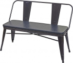 Mendler HWC-H10 Set of 2 Seater Wardrobe Bench Dining Room Bench Industrial Design Vintage Faux Leather Black / Grey