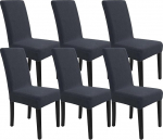 YSTELLAA Stretch toolikatted, komplekt 6, eemaldatavad pestavad toolikatted, k&otilde;rged seljakatted toolidele, elastsus, universaalsed toolikatted s&ouml;&ouml;gitoa toolidele, Jacquard toolikate kaasaegne, tumehall