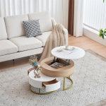 2-osaline kaasaegne ristk&uuml;likukujuline kohvilaud, k&uuml;ljelaua sahtlite ja sektsioonidega, reguleeritava k&otilde;rgusega diivanilaud, sobib koju ja elutuppa