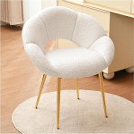 Riietuslaua tool, Teddy kangast lamamistool ja lugemistool, lillekujuline meigitool, luksuslik tugitool &otilde;ppet&ouml;&ouml;ks, magamistuppa, elutuppa, r&otilde;dule (Teddy kangas, beež)