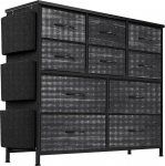 Zstar sahtlitega kapp magamistoas, riidest hoiukapp metallraamiga, kaasaegne dekoratsioon puidust lauakapp 10 sahtliga magamistoas, koridoris, mustas toonis