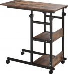 HOMCOM K&otilde;rvallaud kohvilaud ratastega, reguleeritava k&otilde;rgusega laud 2 alumise riiuliga, diivanilaud, s&uuml;learvuti laud, voodilaud, s&ouml;&ouml;gituppa, elutuppa, metallist, rustikaalne pruun, 80 x 40 x 72-82 cm.