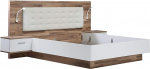 Forte MRWL2182-C811 puidust voodi, King Rod Oak Design, kombineeritud valge mattiga