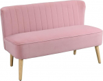 HOMCOM 2-Seater Fabric Sofa Upholstered Sofa Double Sofa Seating Furniture Lounge Sofa Wood Velvety Polyester Foam Pink 117 x 56.5 x 77 cm