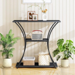 HDANI 3-astmeline metallist konsoollaud keskmise riiuliga, kitsas koridorilaud tugeva raamiga, sissep&auml;&auml;sulaud ja diivanilaud koridori, elutoa, sissep&auml;&auml;suala jaoks, must (80 x 30 x 78,5 cm)