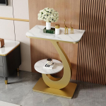 Konsoolne diivanilaud kiviplaadiga, kaasaegne riiul kahekihilise lauaplaadiga, dekoratiivne laud esikusse, fuajeesse ja esikusse (kuldne, 40 x 30 x 75 cm)