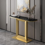 Glam marmorist konsoolilaud Raudne poolkuu konsool diivanilaud saali jaoks Poolringi t&ouml;&ouml;laua ruudukujuline alus veranda laud Ultra kitsas juhtum sissep&auml;&auml;s Ha, kuld 55