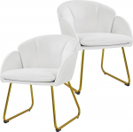 Yaheetech kaasaegsed s&ouml;&ouml;gitoa toolid, komplekt 2, lillekujulised k&ouml;&ouml;gitoolid, metallist jalgadega polsterdatud toolid, kuldne, elutuppa/ s&ouml;&ouml;gituppa, valge