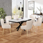 Soweiz Sametist s&ouml;&ouml;gitool, luksuslik, elutuba, magamistuba, Lounge tool nelja kuldse metallist tugijalaga, k&auml;etoed ja reguleeritavad jalad, nimmetugi (6, beež)