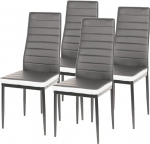 S&ouml;&ouml;gitoa toolid, komplekt 4, s&ouml;&ouml;gitoa toolid, kaasaegne, kunstnahast kate, k&otilde;rge seljatugi, mugav s&ouml;&ouml;gitoa tool, kunstnahast tool, SGS testitud (4, hall ja valge)