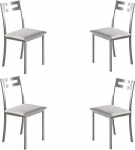 Momma Home 4 tooli Pamis komplekt Valge metallist kunstnahk 41 x 47 x 86 cm