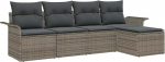 5-teilige Garten Diivan Set mit Kissen Grau Poly Rattan, 2-Sitzer Garten Diivan mit Stauraum & Kissen Grau Poly Rattan Gartenlounge Model3353988