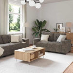INLIFE 2-teiliges Sofa-Set mit Kissen, dunkelgrau, Kunstleder,M&ouml;bel,Diivanid,Grau,56.6 KG,3324720