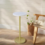 Nature Marble Drinks Table Pedestal Table Small Round Side Table Martini Table for Living Room Bathroom Small Space (White)