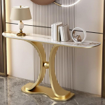 Generisch Luxuri&ouml;ser Konsolentisch, schmaler Eingangstisch mit Metallrahmen, industrieller Sofatisch f&uuml;r das Wohnzimmer, Akzenttisch f&uuml;r den Flur, 59" Gold-Finish, modernes Wohndekor