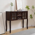 Kitsas konsoollaud sahtlitega, koridorilaud k&auml;epidemetega ja libisemiskindlate jalgadega, palju hoiuruumi, k&uuml;ljelaud, &otilde;huke esikusse ja elutuppa (must, 100 x 32 x 82 cm / 39 x 13 x 32)