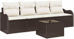 5-teiliges Garten-Sofaset mit Kissen aus braunem Poly-Rattan, 2-Sitzer Garten-Sofa mit Kissen aus braunem Poly-Rattan Gartenlounge Model3345568