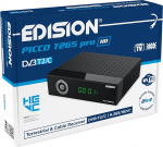 EDISION Picco T265 Pro HD maapealne ja kaabelvastuv&otilde;tja DVB-T2/C H.265 HEVC FTA Full HD, PVR, USB, HDMI, SCART, S/PDIF, IR Eye, USB WiFi tugi, universaalne 2-in-1 kaugjuhtimispult, 2-in-1 toiteallikas.