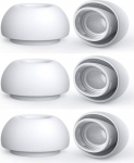 3 paari asendusk&otilde;rvaklappe Airpods Pro ja AirPods Pro 2. p&otilde;lvkonna jaoks, millel on auk m&uuml;ra v&auml;hendamiseks, silikoonist k&otilde;rvapadjad, mis &uuml;hilduvad Airpods Pro2 k&otilde;rvaklappidega, mis sobivad laadimiskohvrile