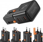 SooPii Gan USB C laadija 45W, 2 Port PD PPS Universal Travel Adapter Worldwide, All-in-One reisiadapter koos USA-UK-EL AU pistikupesa adapteriga Galaxy S25/S24, iPhone 16/15/14, iPad, MacBook, Pixel jaoks