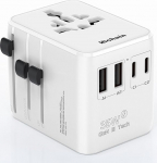 Hichain reisiadapter, 35 W universaalne reisipistik 2 USB A ja 2 USB C, rahvusvaheline pistik Traval adapter Saksamaale, USA-le, Inglismaale, reisitarvikud