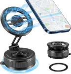 Vaakum magnetiline mobiiltelefoni hoidja auto Magsafe Car Mount, 2026 Upgrade 360&deg; p&ouml;&ouml;ratav magnetiline autohoidja koos iminapaga, kokkupandav mobiiltelefoni hoidja auto/peegli/pindade jaoks iPhone