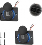 GVSS 2 Pack USB pesa 12V Camping Auto Universal 12V USB laadimis pesa auto 4 kruviga Double USB adapter paadi veoauto SUV ATV 3.1A sinise tulega