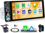 Rimoody traadita Carplay autoraadio 1 DIN traadita Android auto Bluetooth 5.2 IOS/Android Mirror Link 6,86-tolline puuteekraaniga autoraadio koos FM-raadio USB/TF/AUX/Type C roolijuhtimispuldiga