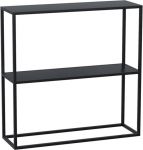 Modern Industrial Slim Sofa Table with Two Tier Wrought Iron Console and Shelf for Living Room or Hallway, Black and White Display Stand