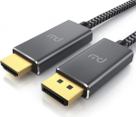 4K 2 m Displayport 1.4 kuni HDMI kaabel - HDTV kaabel Standard 2.0 - UHD 3840 x 2160 @ 60 Hz - Kolmekordne varjestus - Kinkekaitse - Metallist pistik - Audio- ja videoadapteri kaabel projektorile, s&uuml;learvutile, monitorile