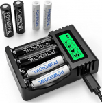 POWEROWL akulaadija koos 4 AA akuga 2800 mAh + 4 AAA akuga 1000 mAh - akulaadija NI-MH/NI-Cd laetavatele AA AAA akudele kiirlaadija 8 akuga