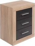 LIQUIDATOR Lara Bedside Table 3 Drawer Cambrian Graphite Black Bedroom Bedside Table Dimensions: 60cm (H) x 50cm (W) x 34.6cm (D)
