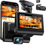 iZEEKER 4K Dash Cam ees ja taga Wi-Fi GPS, 4K+1080P Dual Dash Camera autode jaoks koos 32GB SD kaardiga, 3" IPS puuteekraan, WDR &ouml;ine n&auml;gemine, 170&deg; lai nurk, parkimisrežiim, 2 paigaldusv&otilde;imalust.